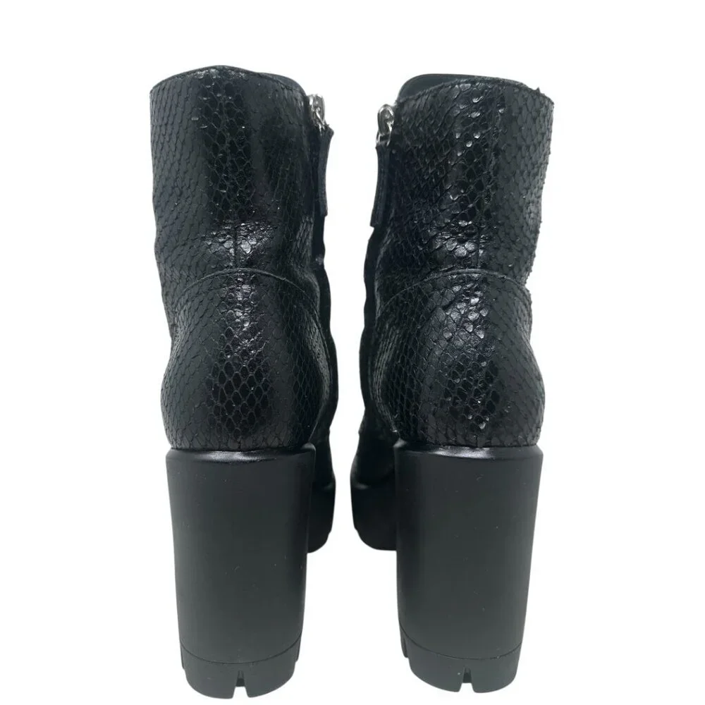 Giuseppe Zanotti Gintonic Black Snake Embossed Leather Combat Platform Boots 7.5 - Picture 5 of 12